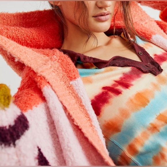 NWOT Free People Dream Team Oversized Striped Fuzzy Eyelash Cardigan, Size XS - Picture 8 of 12